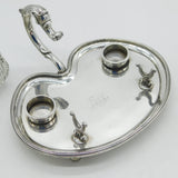 George III Sterling Silver Desk Stand & Cut Glass Ink Pots Antique 1812 London