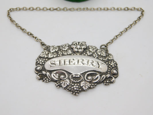 George III Sterling Silver Lion Mask Sherry Decanter Label Antique 1817 London