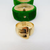 9ct Yellow Gold Chunky Buckle Sweetheart Ring Vintage 1973 Birmingham