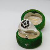 Sterling Silver & Enamel Masonic Swivel Signet Ring Vintage 1987 Birmingham