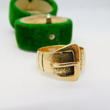 9ct Yellow Gold Chunky Buckle Sweetheart Ring Vintage 1973 Birmingham