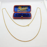 9ct Gold Essential Rope Chain Necklace Antique c1920 Art Deco 24" Length