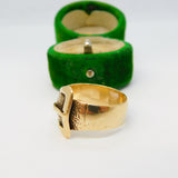9ct Yellow Gold Chunky Buckle Sweetheart Ring Vintage 1973 Birmingham