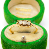 Victorian 18ct Yellow Gold Three-Stone Diamond Dress Ring Antique c1890
