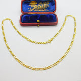 Italian 9ct Yellow Gold Figaro Link Chain Necklace 18" Length Vintage c1990