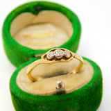 Victorian 18ct Yellow Gold Three-Stone Diamond Dress Ring Antique c1890