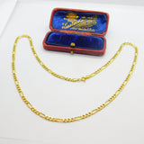 Italian 9ct Yellow Gold Figaro Link Chain Necklace 18" Length Vintage c1990