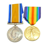 WW1 Pair of British Army Service Medals 'CPL J. Rhoades ASC' Antique c1918