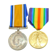 WW1 Pair of British Army Service Medals 'CPL J. Rhoades ASC' Antique c1918