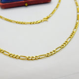 Italian 9ct Yellow Gold Figaro Link Chain Necklace 18" Length Vintage c1990
