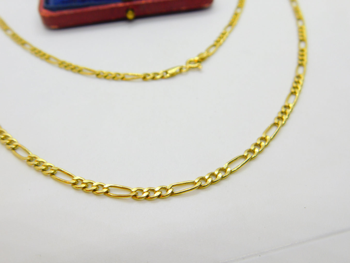 Italian 9ct Yellow Gold Figaro Link Chain Necklace 18" Length Vintage c1990