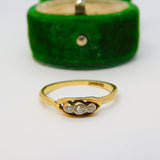 Victorian 18ct Yellow Gold Three-Stone Diamond Dress Ring Antique c1890