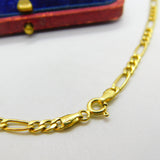 Italian 9ct Yellow Gold Figaro Link Chain Necklace 18" Length Vintage c1990