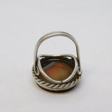 Victorian Sterling Silver & Banded Agate Set Target Ring Antique c1890