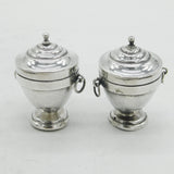 Victorian Pair Sterling Silver Neoclassical Urn Form Miniatures 1888 Antique