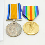 WW1 Pair of British Army Service Medals 'CPL J. Rhoades ASC' Antique c1918