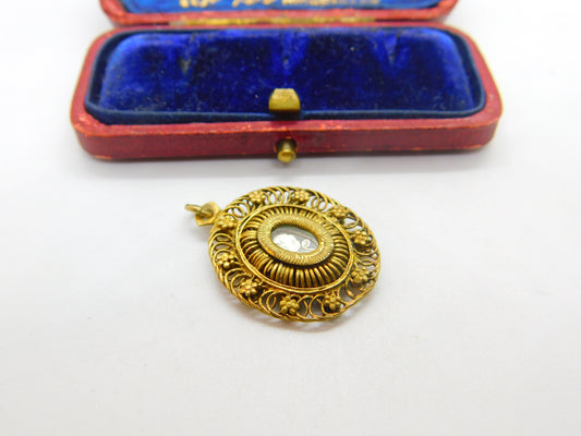 18th Century Spanish Colonial Philippines Silver Gilt Filigree Reliquary Pendant c1750