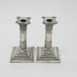 Pair Of Victorian Sterling Silver Corinthian Column Candlesticks Antique 1899 Sheffield
