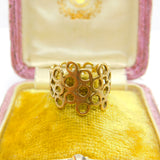 Modernist 9ct Yellow Gold Bubble Pattern Band Ring Vintage c1970