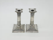 Pair Of Victorian Sterling Silver Corinthian Column Candlesticks Antique 1899 Sheffield