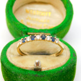 9ct Yellow Gold, Sapphire & Spinel Half-Eternity Ring Vintage c1980