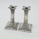 Pair Of Victorian Sterling Silver Corinthian Column Candlesticks Antique 1899 Sheffield