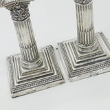 Pair Of Victorian Sterling Silver Corinthian Column Candlesticks Antique 1899 Sheffield