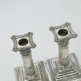 Pair Of Victorian Sterling Silver Corinthian Column Candlesticks Antique 1899 Sheffield