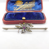 Edwardian Sterling Silver Gilt Dragonfly Paste Suffragette Brooch Antique c1910