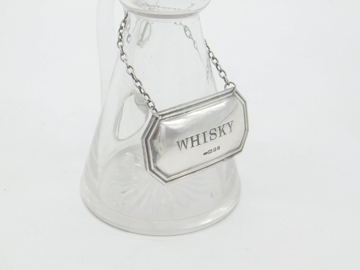 Edwardian Sterling Silver & Glass Whisky Tot with Vintage Label 1909 London