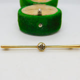 Dutch 14ct Yellow Gold & 0.1ct Old Cut Diamond Bar Brooch Antique c1890