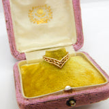 9ct Yellow Gold Woven Pattern Wishbone Band Ring 1987 London Vintage