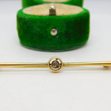 Dutch 14ct Yellow Gold & 0.1ct Old Cut Diamond Bar Brooch Antique c1890