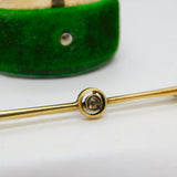 Dutch 14ct Yellow Gold & 0.1ct Old Cut Diamond Bar Brooch Antique c1890