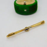 Dutch 14ct Yellow Gold & 0.1ct Old Cut Diamond Bar Brooch Antique c1890