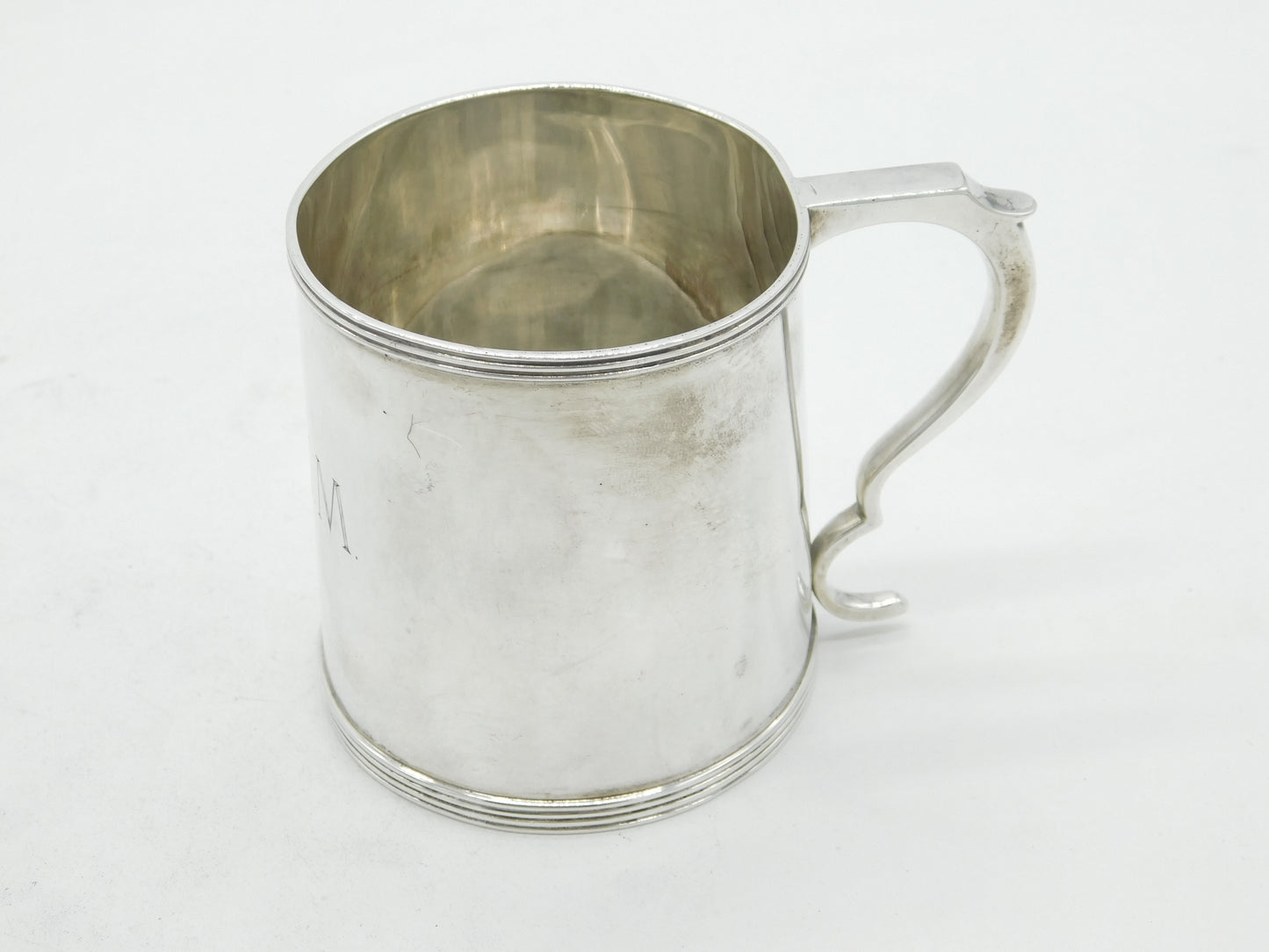 Mappin & Webb Sterling Silver Christening Mug Tankard 1921 Antique Art Deco