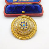 Victorian Pinchbeck Gold, Enamel & Turquoise Sweetheart Brooch c1860 Antique