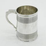 Edwardian Sterling Silver Lined Pattern Christening Mug 1907 Chester Antique