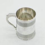 Edwardian Sterling Silver Lined Pattern Christening Mug 1907 Chester Antique