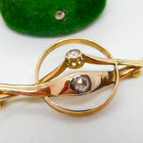 Victorian 18ct Yellow Gold & 0.4ct Old Cut Diamond Set Crossover Brooch Antique c1900