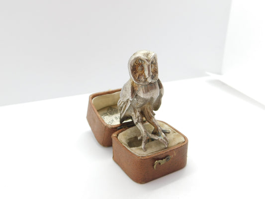 Cast Sterling Silver Perched Owl Figurine Ornament Vintage c1970