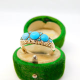Art Nouveau Murrle Bennett & Co. 9ct Yellow Gold & Turquoise Ring Antique c1910
