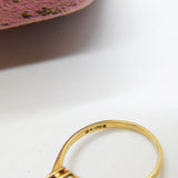 9ct Yellow Gold, Fire Opal & Spinel Floral Cluster Ring 1966 London Vintage