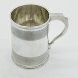 Edwardian Sterling Silver Lined Pattern Christening Mug 1907 Chester Antique