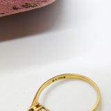 9ct Yellow Gold, Fire Opal & Spinel Floral Cluster Ring 1966 London Vintage