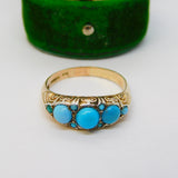 Art Nouveau Murrle Bennett & Co. 9ct Yellow Gold & Turquoise Ring Antique c1910