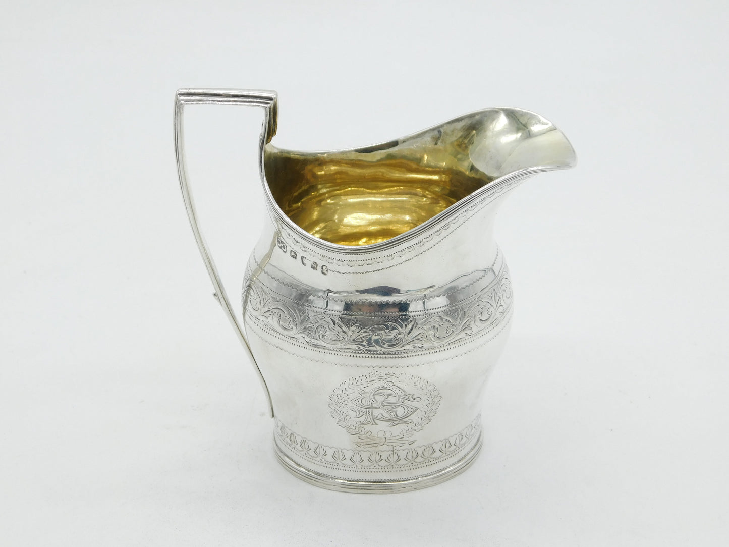 Georgian Sterling Silver Floral Pattern Cream Jug 1796 London Antique