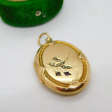 9ct Yellow Gold Back & Front Swallow Sweetheart Locket Antique c1930 Art Deco