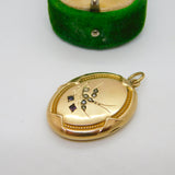 9ct Yellow Gold Back & Front Swallow Sweetheart Locket Antique c1930 Art Deco