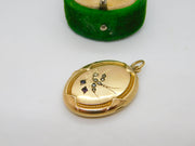 9ct Yellow Gold Back & Front Swallow Sweetheart Locket Antique c1930 Art Deco